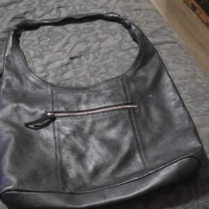 Sleek Black Leather Hobo Bag